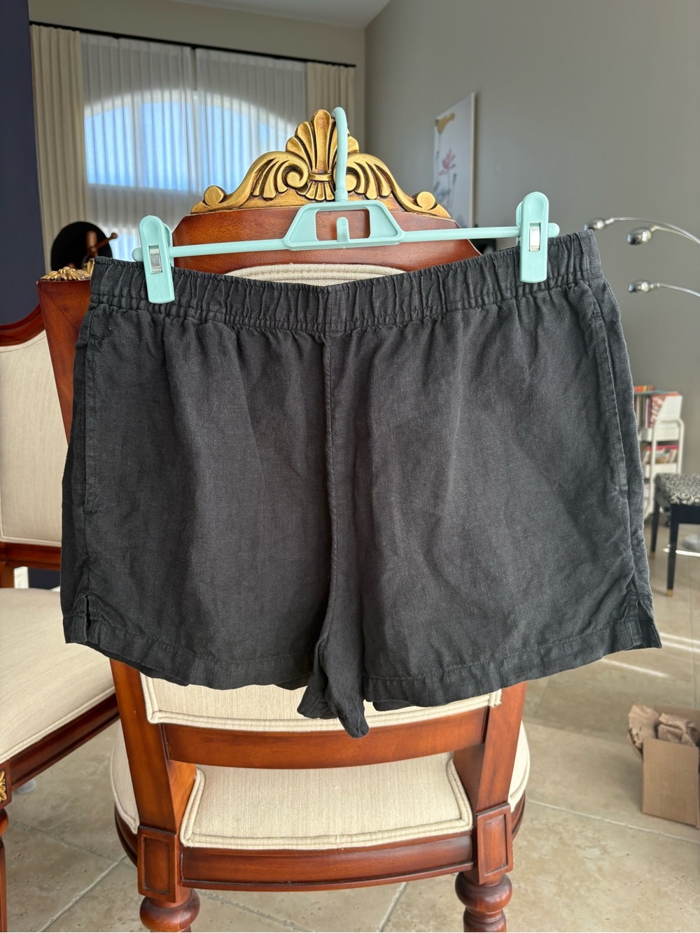 MATE the Label Black Relaxed Linen Blend Shorts